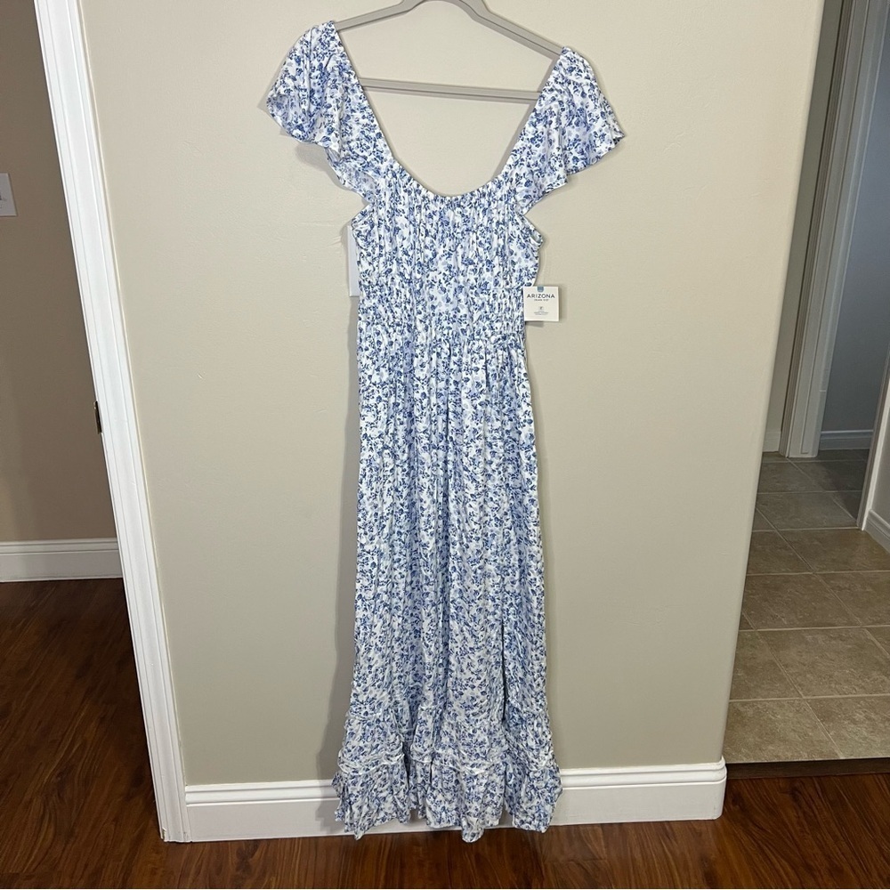 NWT Arizona Jean Co Navy Blue and White Floral Maxi Dress size large